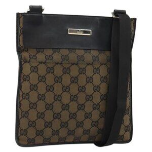 Authentic GUCCI GG Canvas Shoulder Bag Brown 019 0348